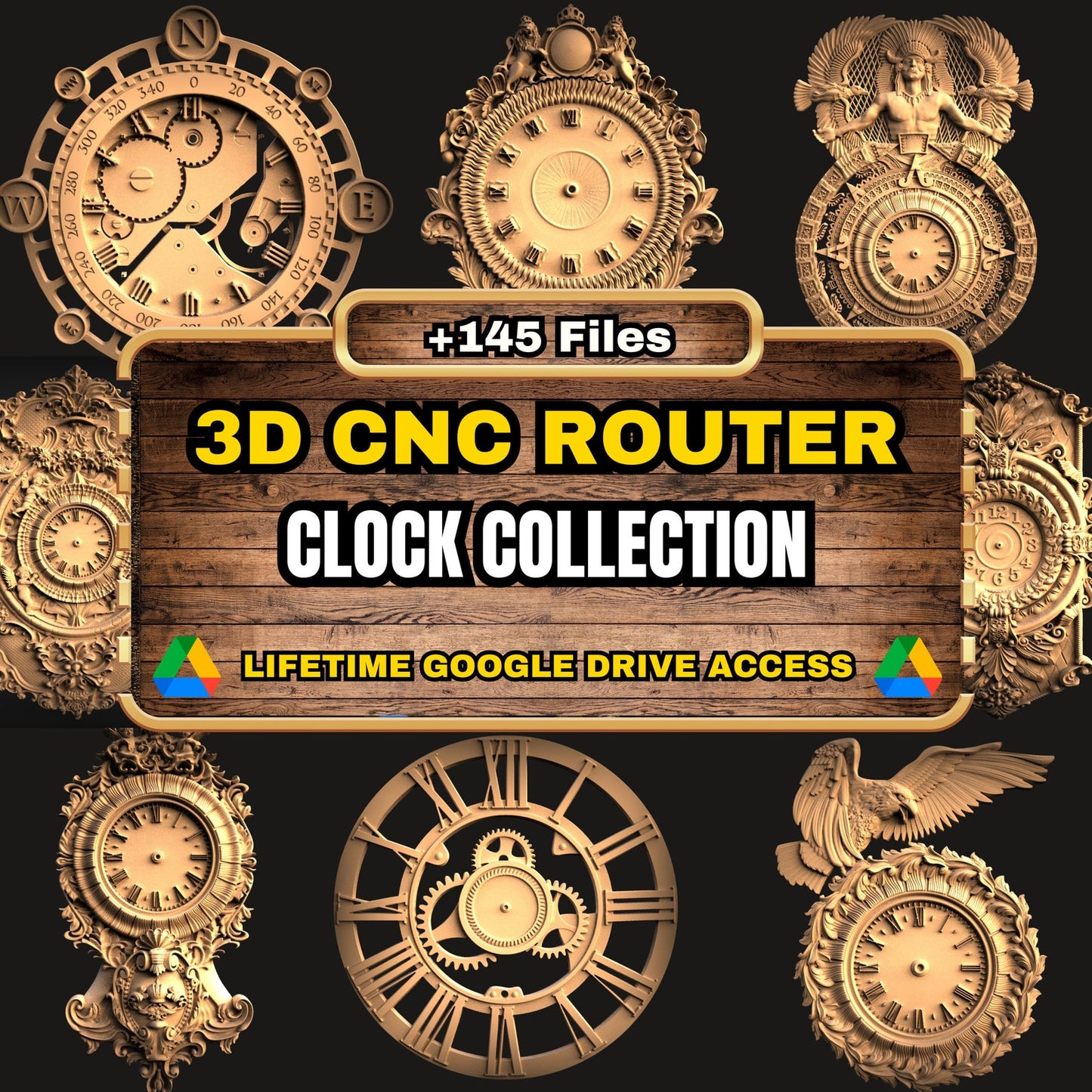 Clock Collection 3D CNC Router STL Pack